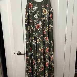 Torrid Floral Maxi Dress - Olive Green and Multicolor